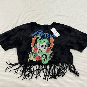 Poison Rock n Roll Tee, black with fringe.  Small.